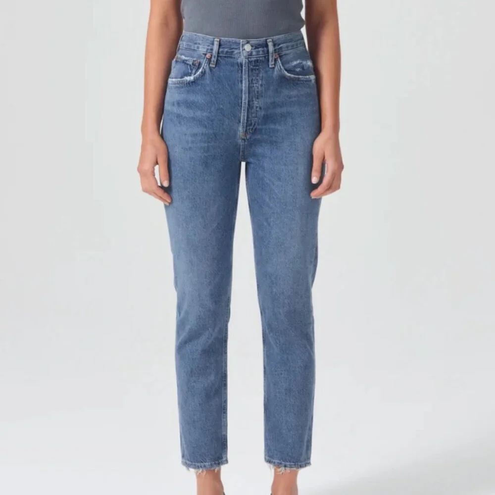 Agolde Riley High Rise Straight Crop Stretch Skinny Button Fly Denim Jeans 24 - Picture 11 of 15